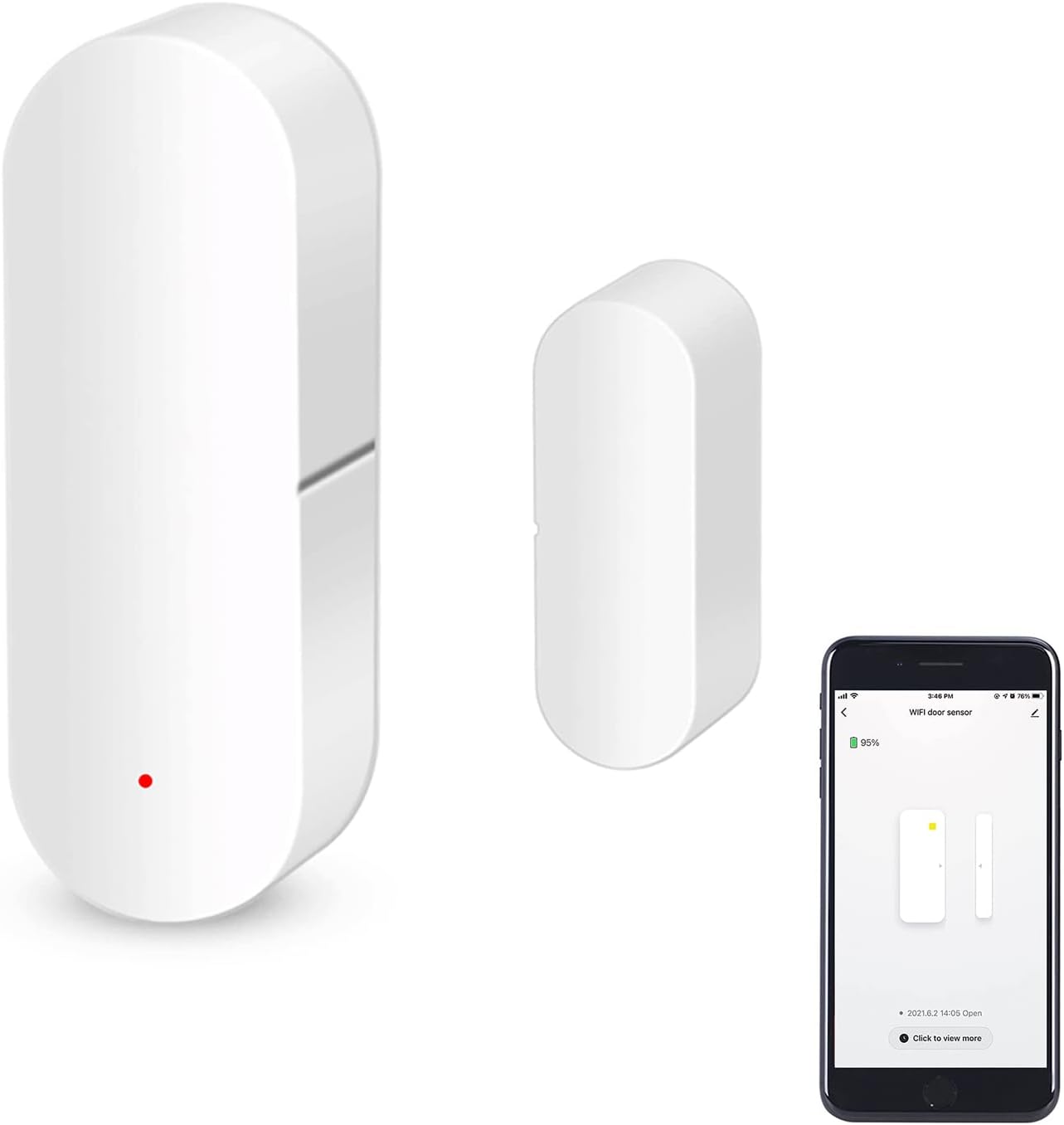 Alarma inalámbrica con sensor de puerta inteligente, sensor de contacto WiFi para puerta de ventana para sistema de seguridad del hogar, monitor