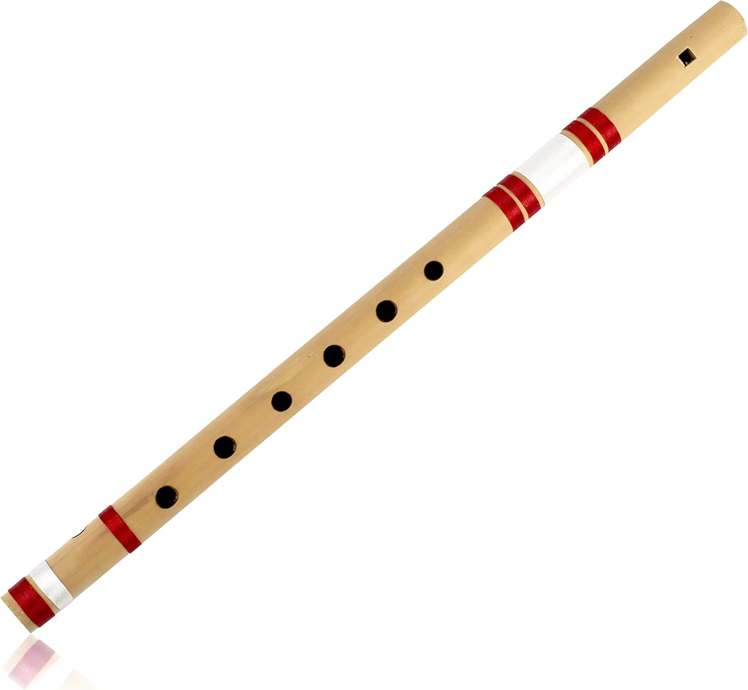 Flauta de bambú de madera india auténtica de 17 pulgadas en “G” Key Fipple Woodwind Grabadora de instrumentos musicales Bansuri tradicional, hechos