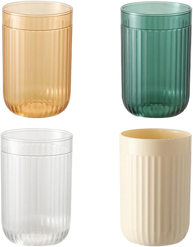 Vaso de baño, vaso de plástico multiusos para enjuague bucal y cepillo de dientes (paquete de 4)