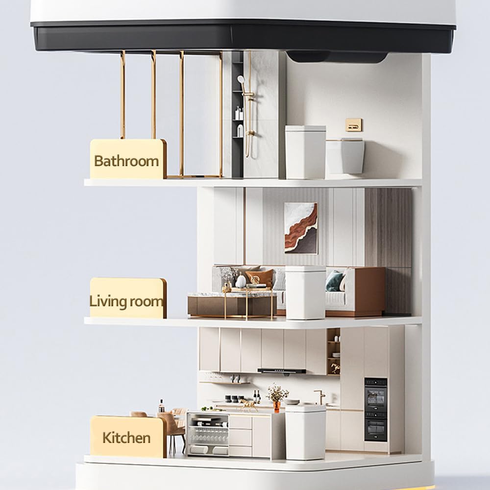 Banu Basurero de baño con tapa, sensor de movimiento automático, cubo de basura inteligente con tapa, sin contacto, para dormitorio, cocina, sala de