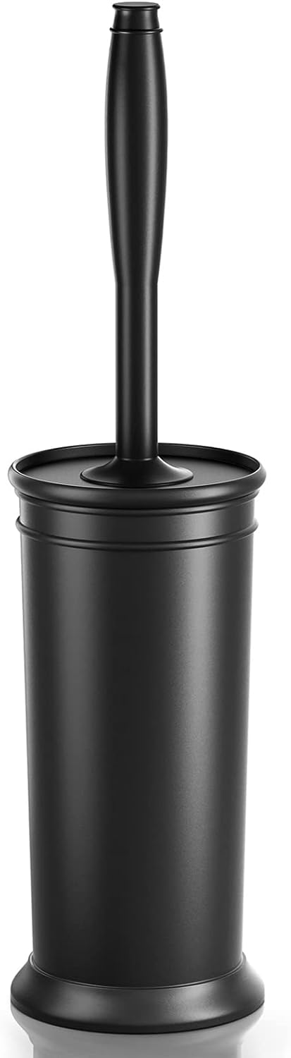 UPTRONIC Cepillo de inodoro, cepillo para inodoro con mango extra largo, cerdas duraderas, limpiador de inodoro y soporte cubierto para limpieza de
