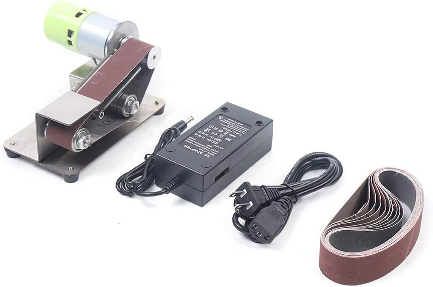 Amoladora de correa eléctrica, mini amoladora de ángulo fijo de 15 grados, velocidad ajustable de 4000-8000 RPM, afilador de 100 W, 24 V,