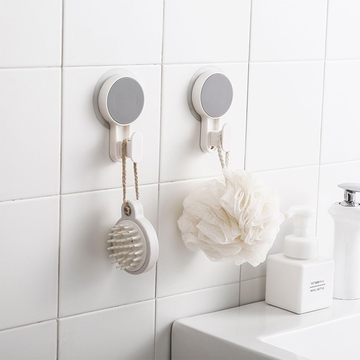 Cetomo Gancho de plástico para montar en la pared, fácil de instalar, para ducha, puf, cepillo, paraguas, llaves, utensilios de cocina, baño,