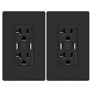 WEBANG Toma USB, 5.0 Amp 2 puertos USB cargador de pared, receptáculo dúplex resistente a manipulaciones de 20 A con USB, placa de pared sin WEBANG Toma USB, 5.0 Amp 2 puertos USB cargador de pared, receptáculo dúplex resistente a manipulaciones de 20 A con USB, placa de pared sin