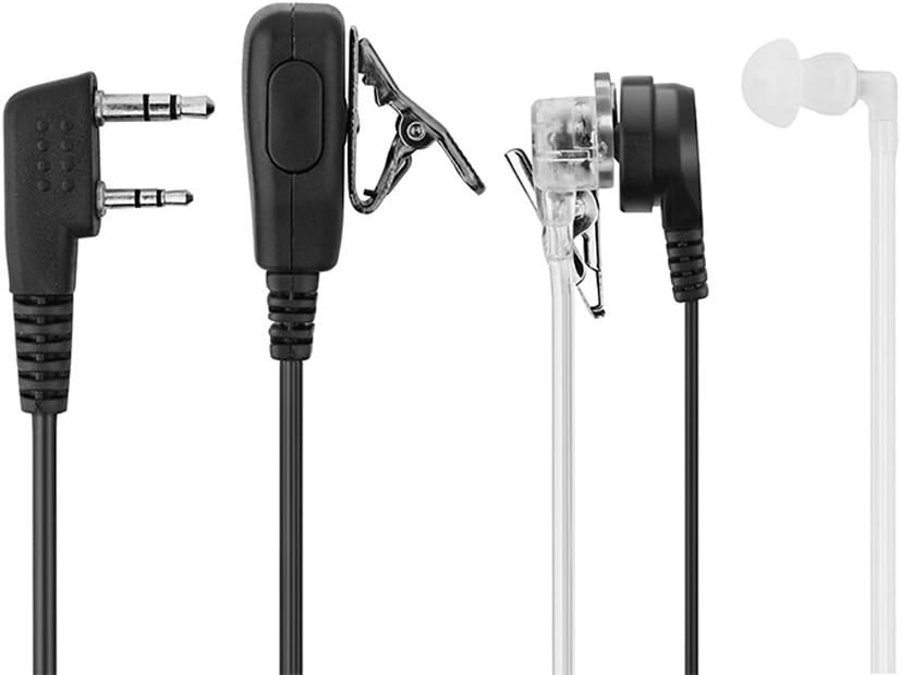 Auricular de 2 pines para walkie talkie de tubo acústico  Auricular de radio bidireccional con micrófono PTT  Reemplazo para auriculares Kenwood,