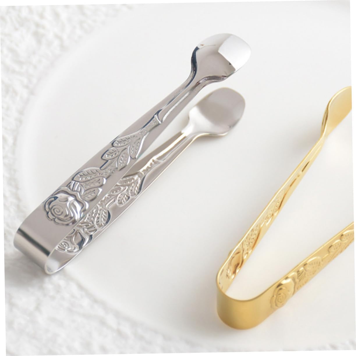 2 pinzas de acero inoxidable para alimentos, pinzas de azúcar rosa, pinzas para cubitos de hielo, mini alicates para dulces, buffet de dulces, clips