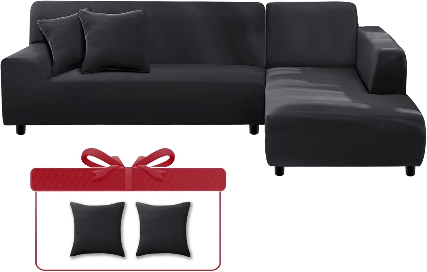 Miaotto Fundas de almohada de 17.7 x 17.7 in, en forma de L, con 2 fundas de almohada, reversible, elástica, para sofá, de 3 plazas y 3 plazas,