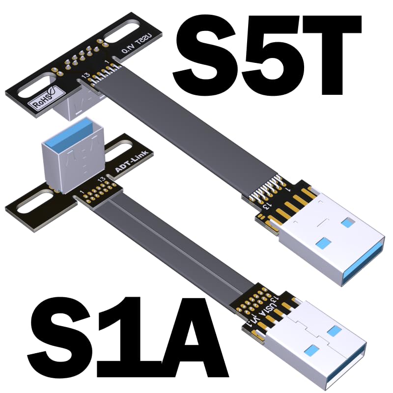 ADT-Link – Cable de extensión USB 3.0 tipo A macho a USB A hembra, 90 FPV, delgado, plano, suave, flexible, FPC (2.0 in, S1A-S5T)
