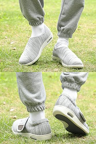 Zapatos para diabéticos para mujer, ancho ancho, con hebilla mágica, para mujeres mayores, cierre ajustable, transpirable, ligero, antideslizante,
