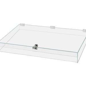 Vitrina de acrílico con cerradura con llaves, 24 x 18 x 3.75 pulgadas, bandeja rectangular transparente para encimera con tapa para ferias Vitrina de acrílico con cerradura con llaves, 24 x 18 x 3.75 pulgadas, bandeja rectangular transparente para encimera con tapa para ferias