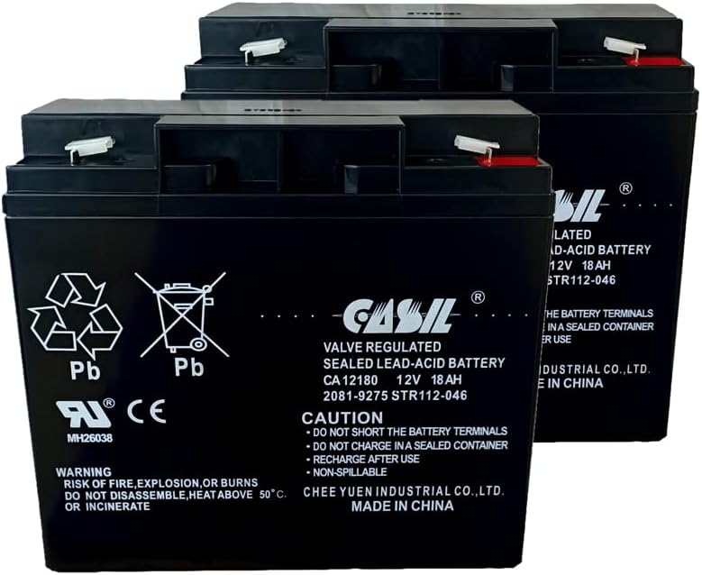Casil Batería de repuesto de terminal F2 de 12 V 18 Ah compatible con panel de control de alarma de incendio Simplex 112-046, paquete de 2