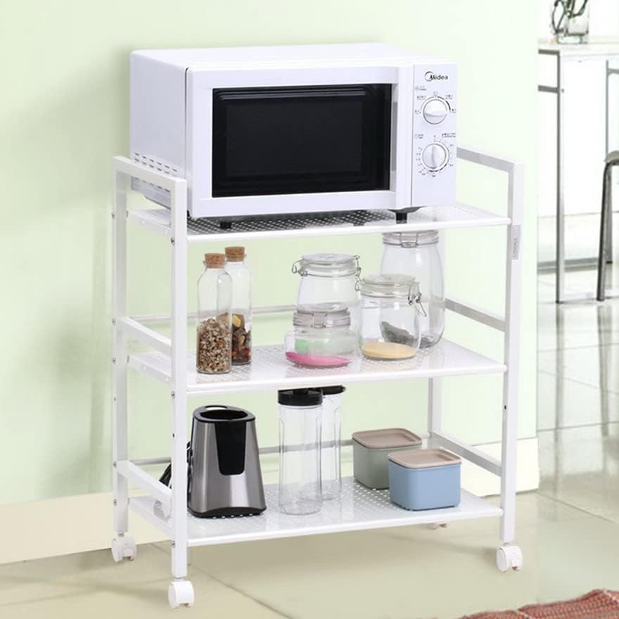 Carrito utilitario rodante de 3 niveles, carrito de isla de cocina con ruedas, carrito de servicio de metal con ruedas, estante de utilidad, estante