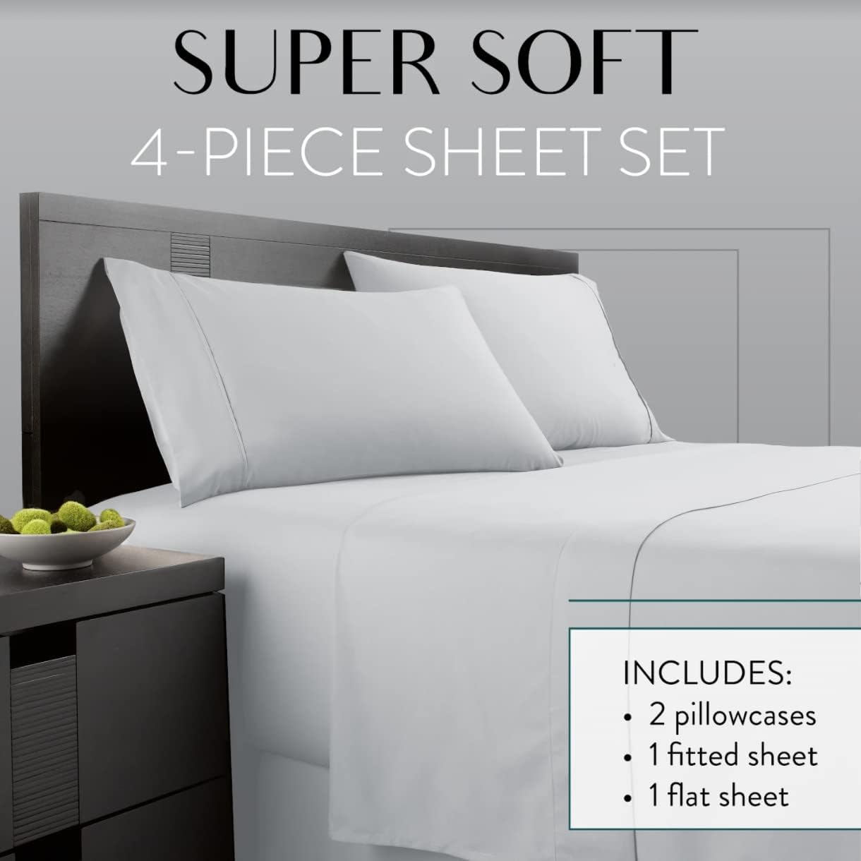 Danjor Linens Juego de sábanas tamaño individual, ropa de cama esencial de lujo para hotel, juego de ropa de cama suave y fundas de almohada de 4
