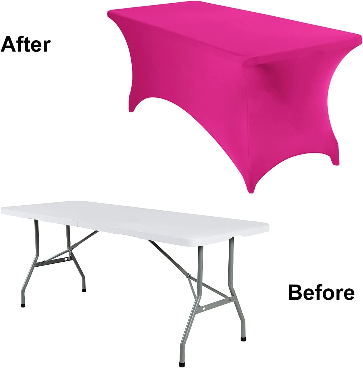 Paquete de 2 fundas de mesa impermeables de elastano de 6 pies, elastano impermeable de 6 pies para fiestas, bodas, banquetes y eventos (fucsia)