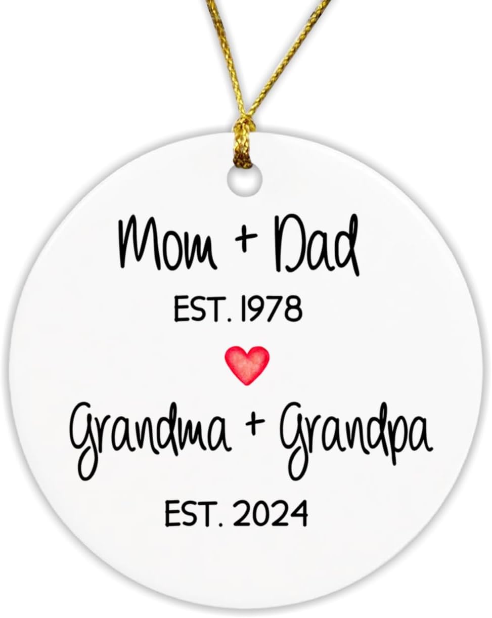 Adorno de Navidad para mamá y papá, abuela y abuelo, adorno personalizado para abuelos nuevos, regalo de recuerdo familiar personalizado para el