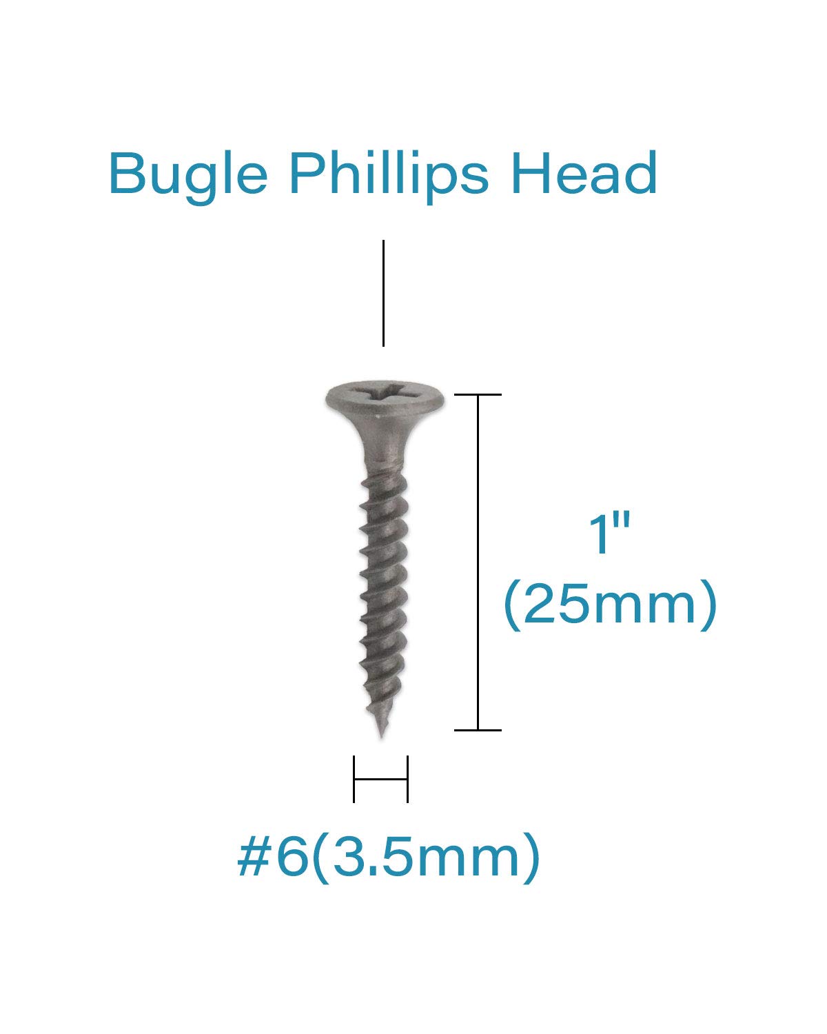 Tornillos para madera de cabeza plana, 100 tornillos Phillips #6 x 1 pulgada para paneles de yeso con rosca fina, tornillos autorroscantes para