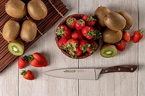 ARCOS Cuchillo de chef forjado de 6 pulgadas. Hoja de acero inoxidable nitrum 6.299 in. Mango ergonómico de polioximetileno. Mango marrón