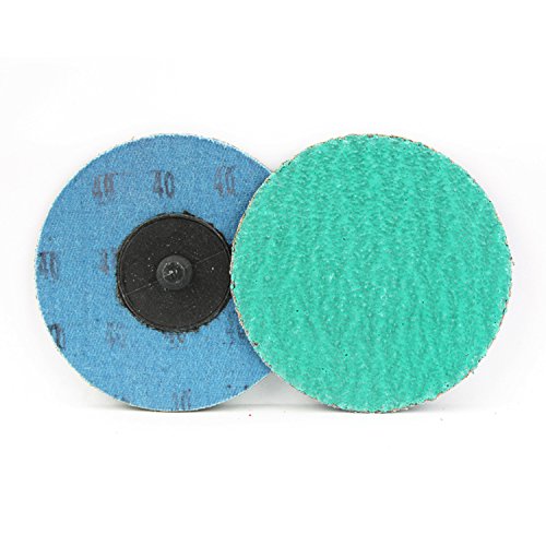 BHA Discos de lijado de cambio rápido tipo R macho roll-on de circonita verde con ayuda de molienda, 3 pulgadas (grano 40), paquete de 25