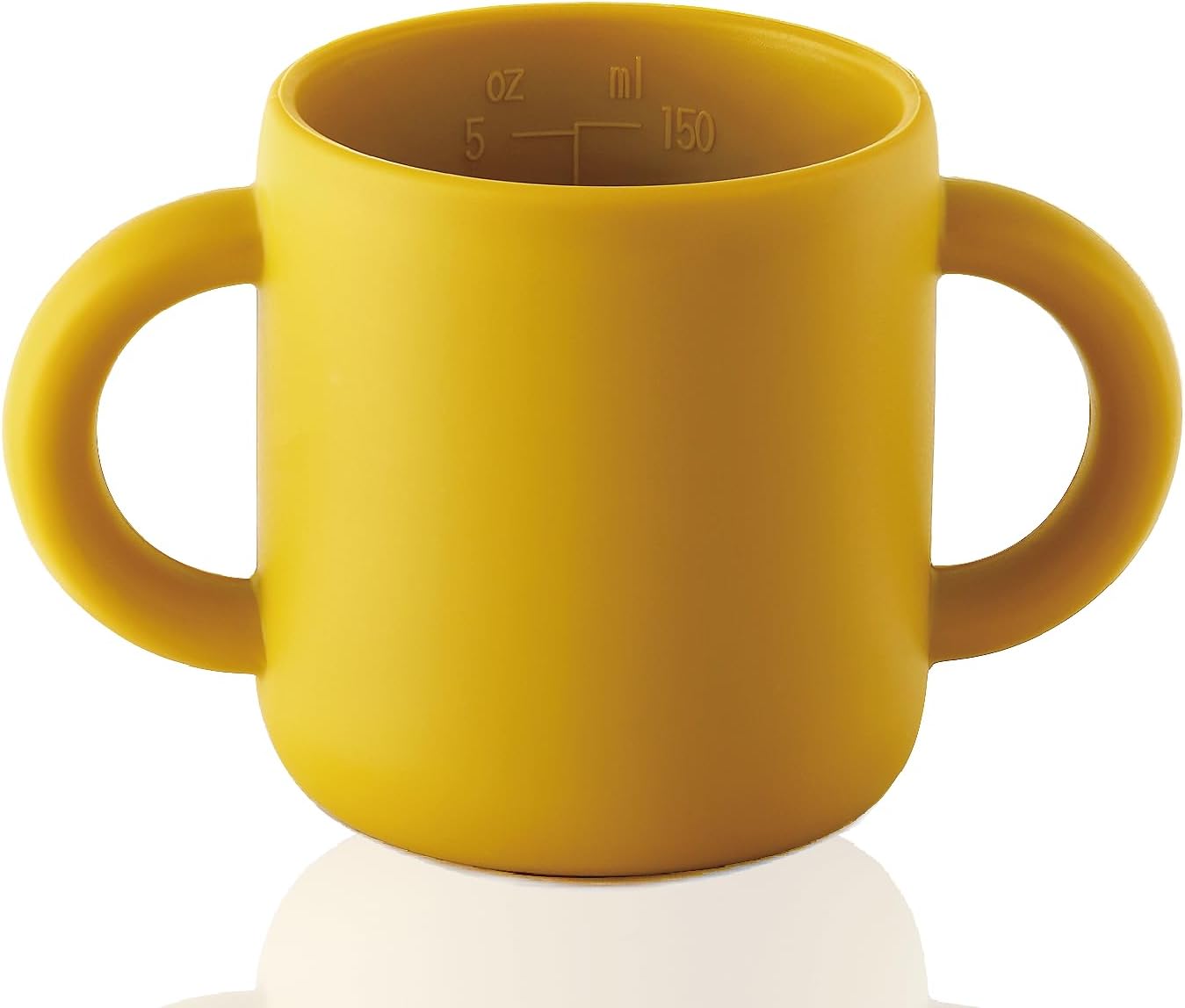 Pequeña taza de entrenamiento de bebida de silicona para bebés y niños pequeños, 2 asas de fácil agarre, taza abierta para bebé de 5 onzas, 6 meses