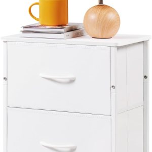 Somdot Mesita de noche, cómoda pequeña para dormitorio con 2 cajones, mesita de noche, mesa auxiliar con contenedores de tela para dormitorio, Somdot Mesita de noche, cómoda pequeña para dormitorio con 2 cajones, mesita de noche, mesa auxiliar con contenedores de tela para dormitorio,