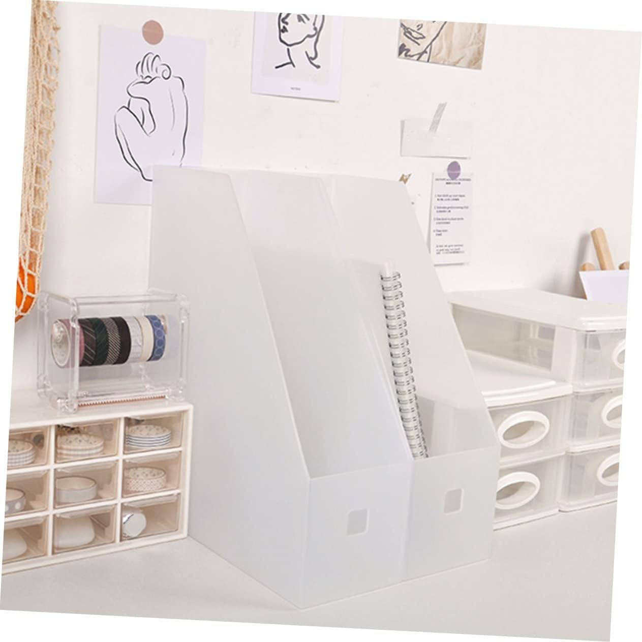 Ciieeo Estante de almacenamiento de archivos de escritorio, almacenamiento de cuadernos, organizador de archivos de oficina, soporte de revista,
