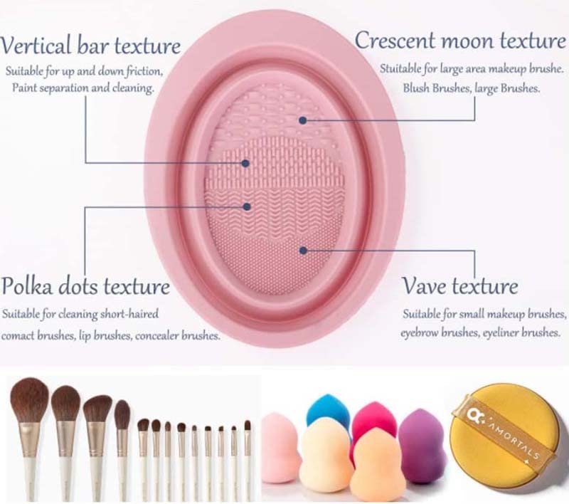 Almohadilla de limpieza de brochas de maquillaje, limpiador de brochas de maquillaje de silicona, cuenco de limpieza de brochas de maquillaje