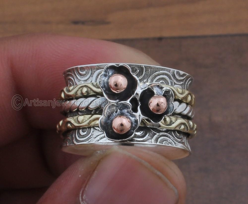 Spinner Silver Ring, 925 Silver Ring, Handmade Silver Ring, Family Band Ring, Worry Silver Ring, Antique Silver Ring, Spinning Silver Rings, Gift