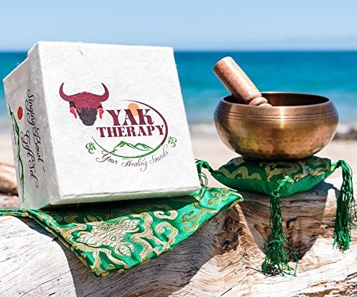 YAK THERAPY – Juego de cuencos tibetanos de meditación hechos a mano, curación de chakras, paz y atención plena con mazo, cojín de seda y bolsa,