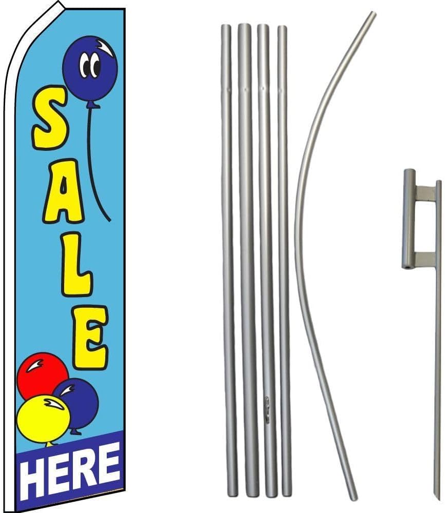 Premium Here Balloons Swooper Flag & 16ft Flagpole KitGround