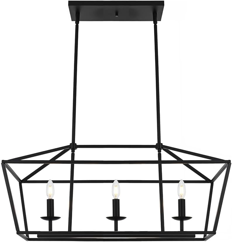 eluze Lámpara de araña de granja Pagoda linterna regulable ajustable de metal E12 colgante comedorcocina accesorios de luz