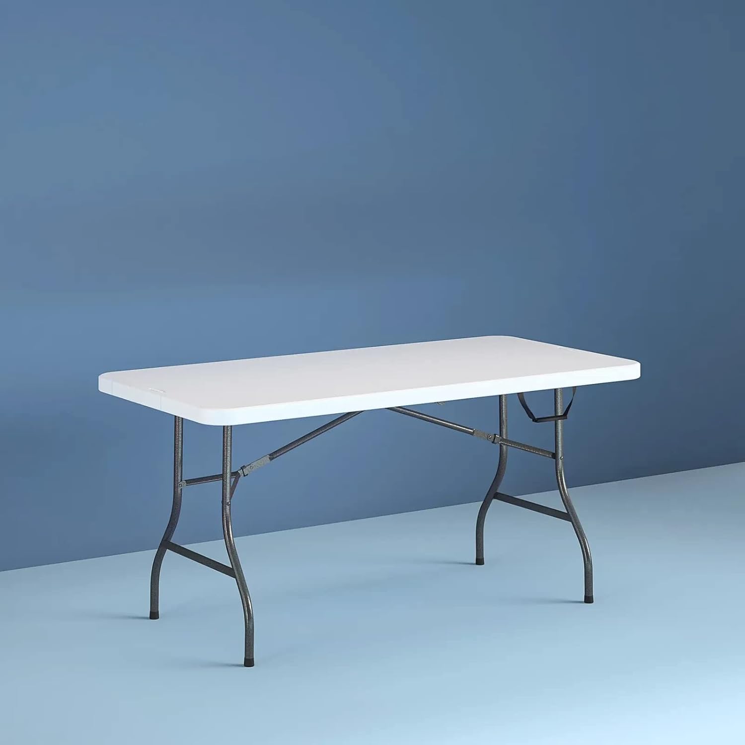 Sthnetty Mesa plegable de 6 pies, mesa plegable de plástico de 6 pies para exteriores e interiores, mesa larga portátil de fiesta, mesa de camping