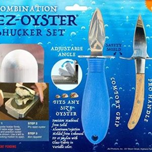 La herramienta EZ-Oyster Shucking con diseño de ángulo variable, compatible con todos los diversos tamaños de ostras, hecha de aluminio macizo. La herramienta EZ-Oyster Shucking con diseño de ángulo variable, compatible con todos los diversos tamaños de ostras, hecha de aluminio macizo.