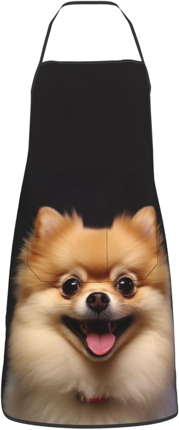 YAzgaN Delantal estampado de Pomerania de pelo corto, para mujeres y hombres, con bolsillos, la superficie es lisa y no propensa al polvo, no se