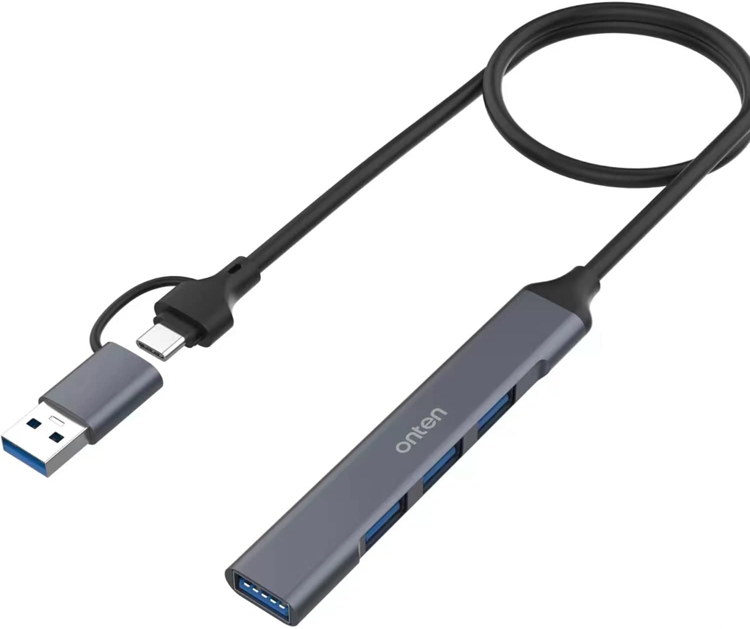 Concentrador USB, adaptador USB C a USB, USB C a USB A Hub con cable de 1.6 pies, 4 puertos USB-C USB Hub 3.02.0, para MacBook Pro, iMac 2021,
