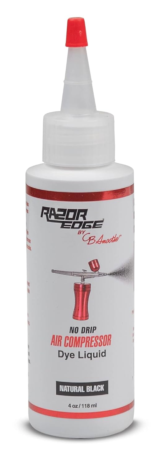 RAZOR EDGE por CB Smoothe-Natural Black Beard and Hair- Mejora de tinte-no-goteo-compresor de aire – Pre mezclado-4 oz.