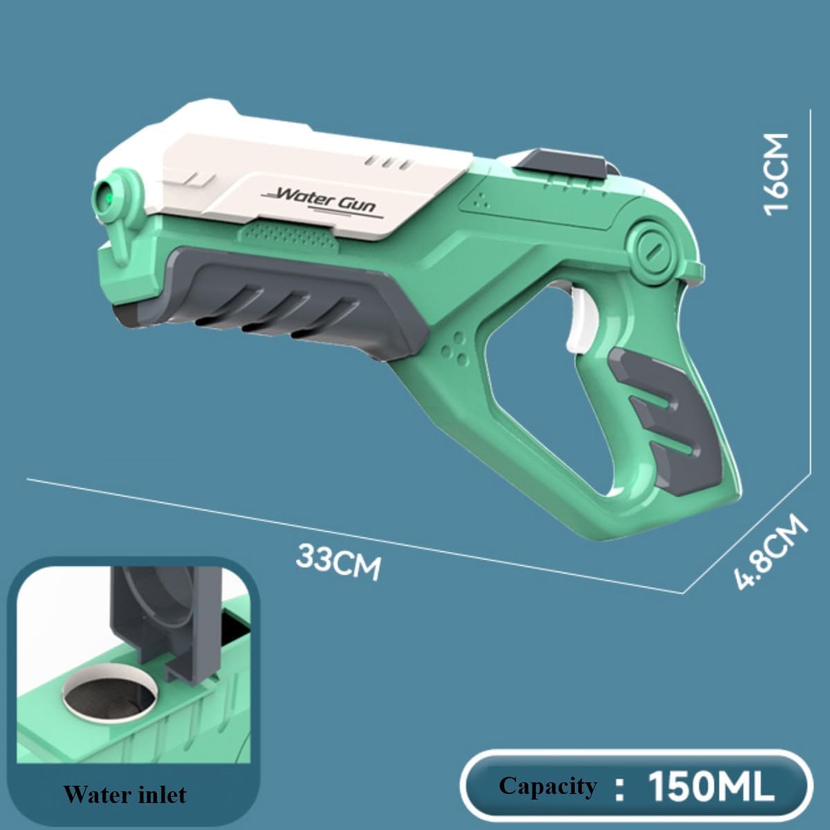 Pistola de agua eléctrica para adultos y niños, pistola de agua automática de hasta 32 pies, pistola de agua de 5.1 fl oz, disparo para niños y