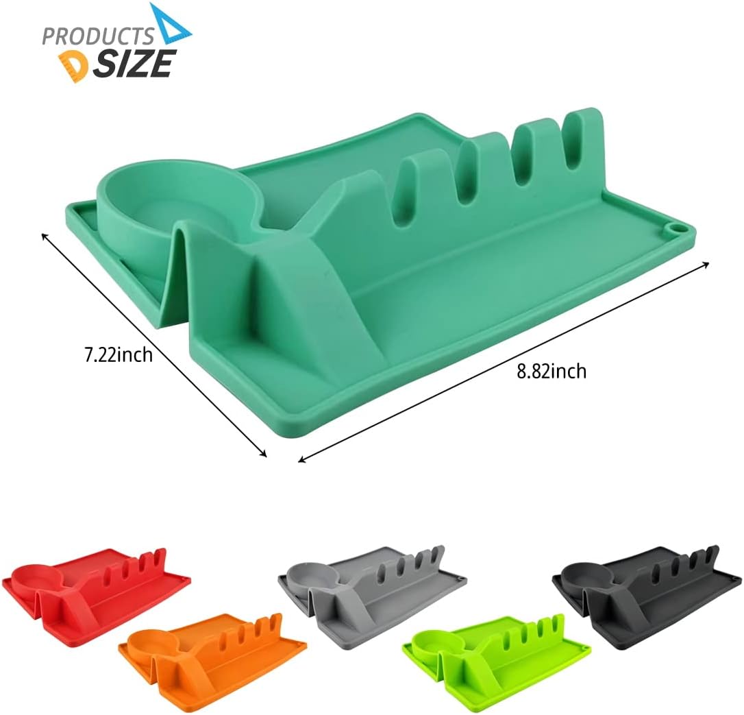 Soporte para utensilios de silicona con almohadilla de goteo soporte para cuchara para estufa soporte para cuchara soporte para cuchara grande