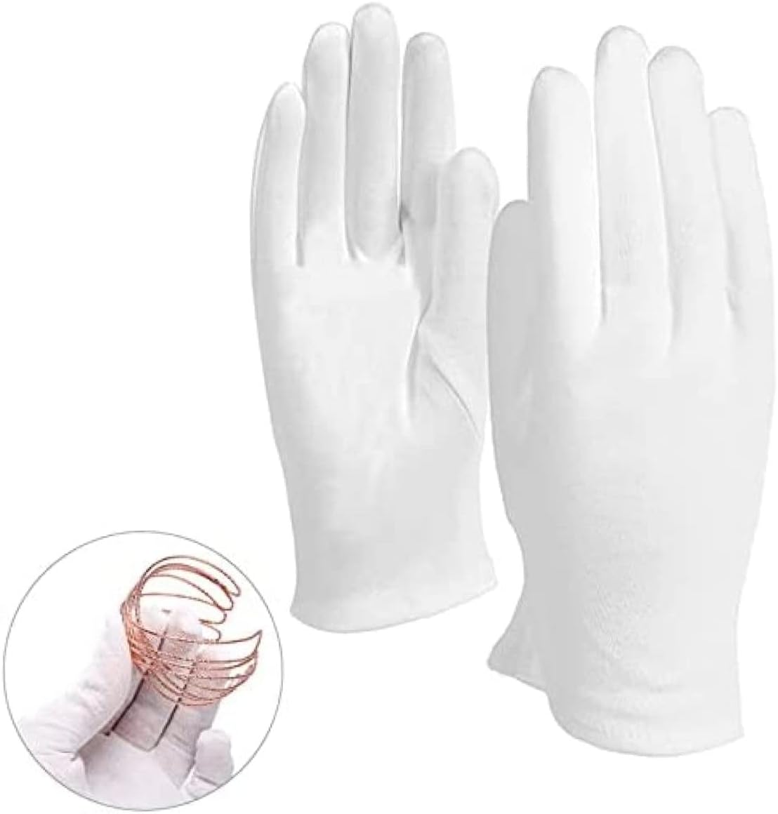 15 pares de guantes de algodón blanco para eccema y manos secas, guantes de trabajo transpirables, guantes de spa hidratantes, guantes de inspección