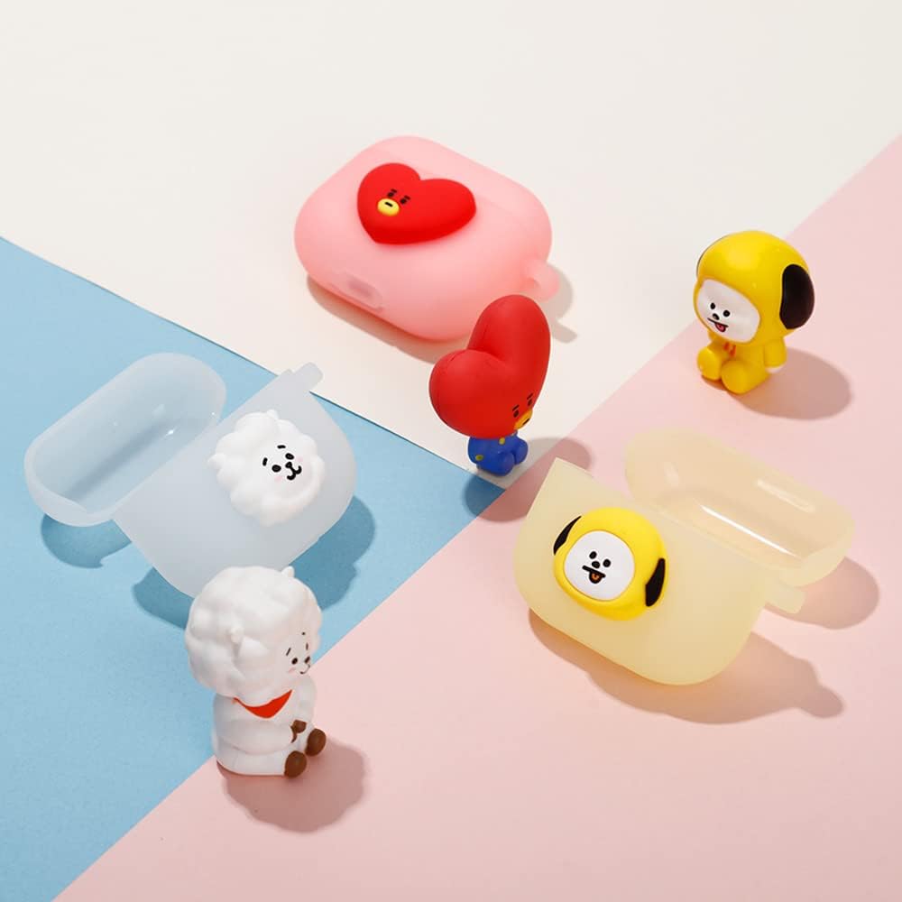 BT21 Funda compatible con Apple AirPods de 3 generación, funda translúcida de gelatina con funda compatible con AirPods 3, carga inalámbrica