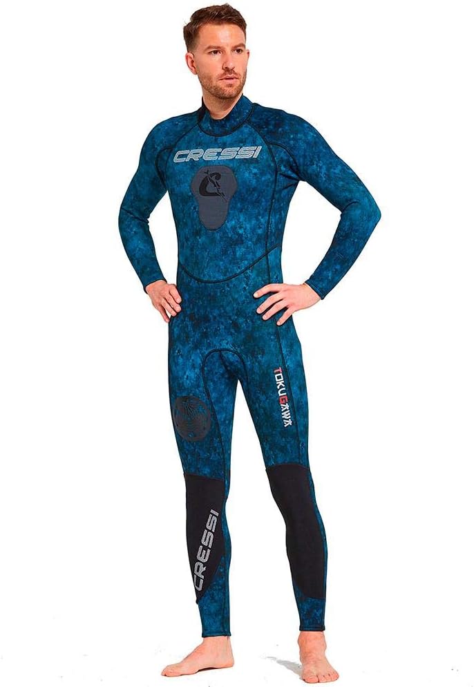 Cressi Traje de neopreno de una pieza de pesca submarina y apnea con almohadilla de pecho, protección de rodilla, diseño anatómico – Tokugawa