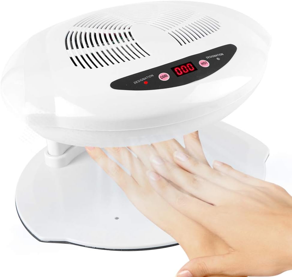 Sonew Secador de uñas de aire caliente y frío Herramienta de manicura para salón y hogar (blanco)