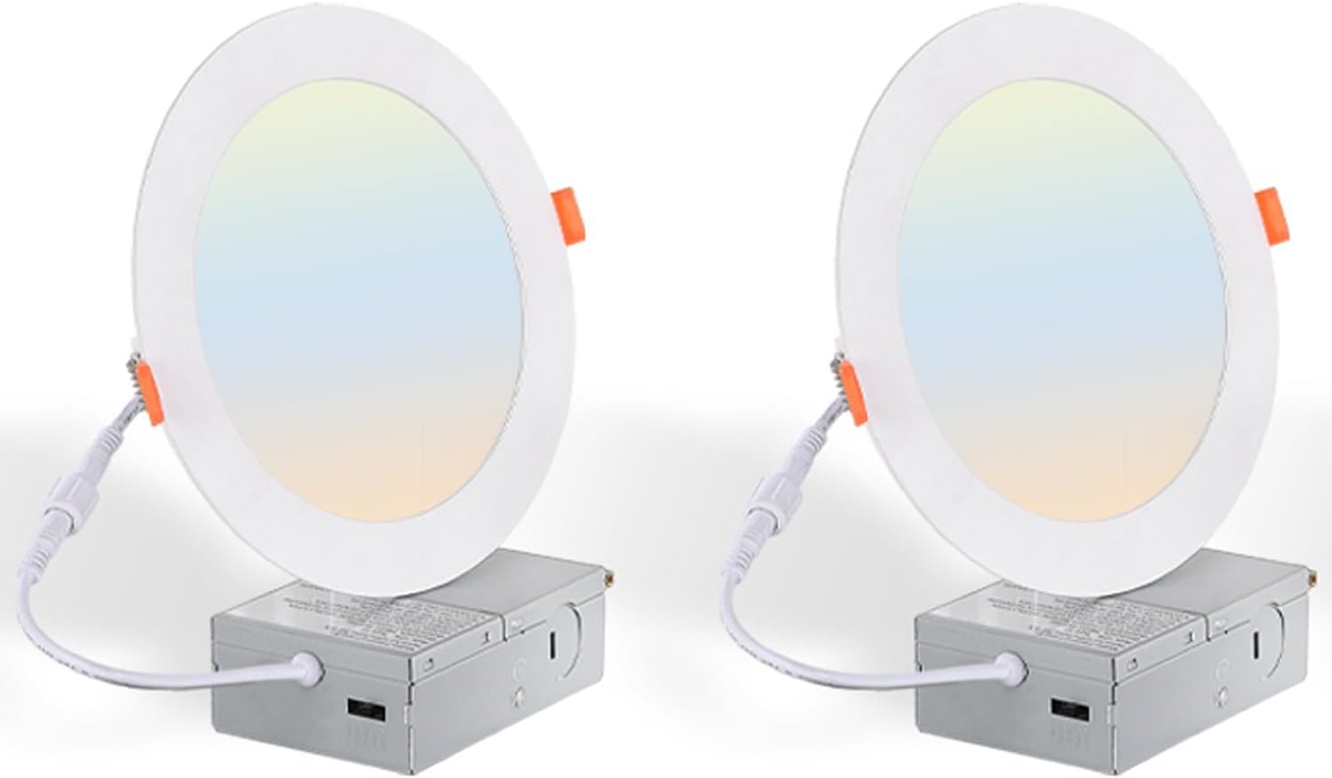 Gugsey Iluminación empotrable de 6 pulgadas  Regulable 5CCT ultrafina lámpara de techo con caja de conexiones, 2700K-5000K seleccionable, 12W 110W