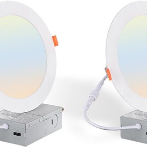 Gugsey Iluminación empotrable de 6 pulgadas  Regulable 5CCT ultrafina lámpara de techo con caja de conexiones, 2700K-5000K seleccionable, 12W 110W Gugsey Iluminación empotrable de 6 pulgadas  Regulable 5CCT ultrafina lámpara de techo con caja de conexiones, 2700K-5000K seleccionable, 12W 110W
