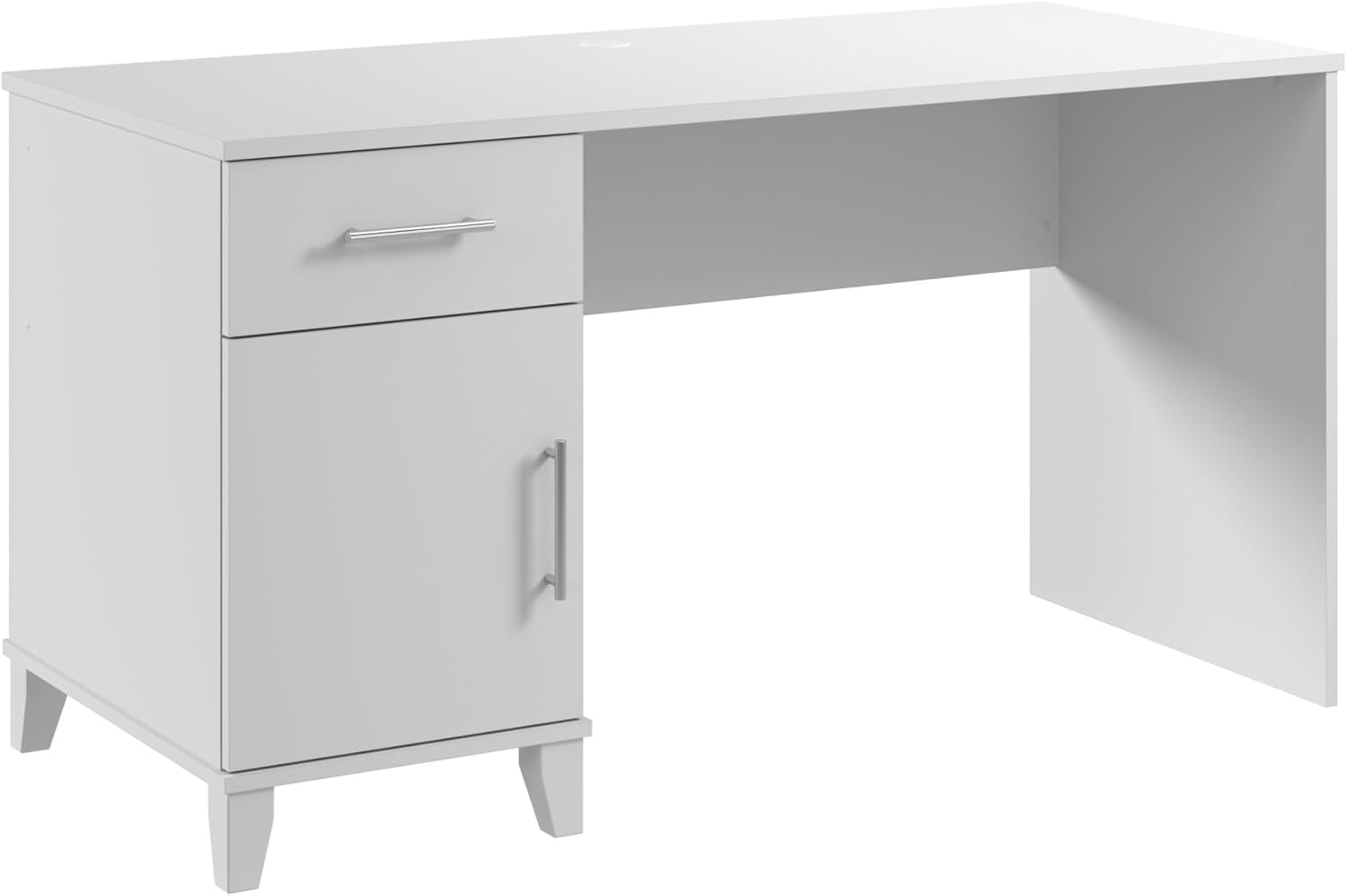 Bush Furniture Somerset – Escritorio de oficina de 54 W con cajón y armario de almacenamiento en color blanco  Mesa de computadora para estación de
