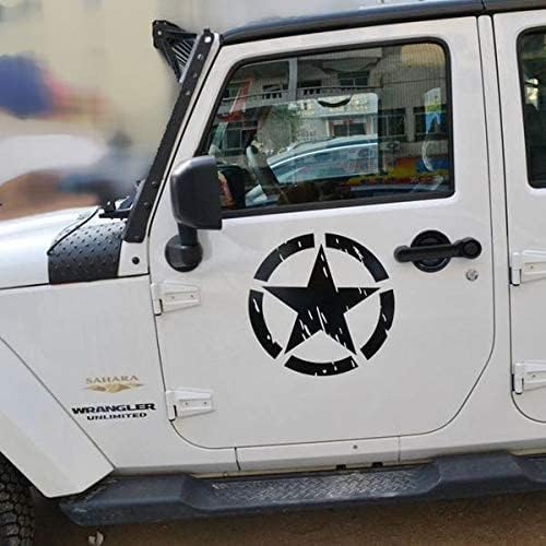 u-Box Adhesivo para carrocería de automóvil, estilo militar, con logotipo de estrella negra, kit de calcomanías para todos los vehículos, Jeep