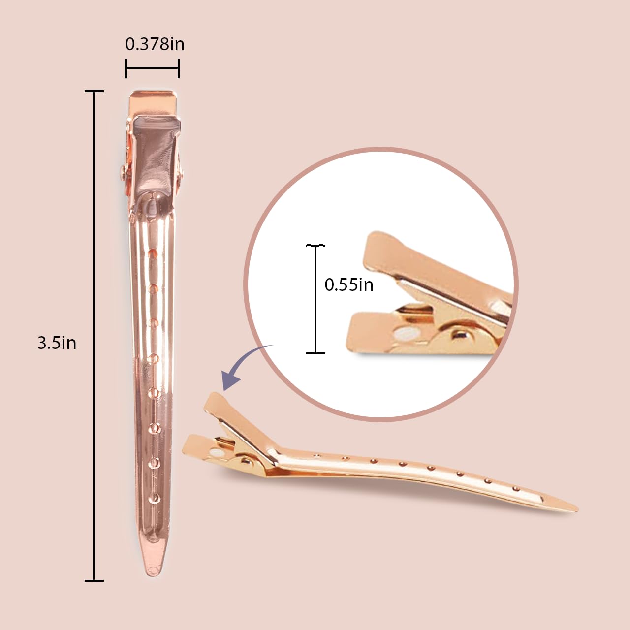 Kitsch Pinzas de metal para el cabello, pinzas de cocodrilo para seccionar, cortar, colorear, secar con soplado y maquillaje  Accesorios para el
