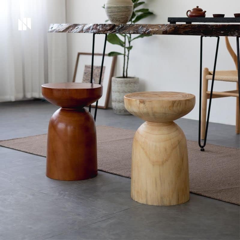CraftThink Mesa auxiliar, mesa auxiliar redonda escandinava de madera, mesa auxiliar con pedestal para sala de estar, 1 mesa, color negro de 12.5