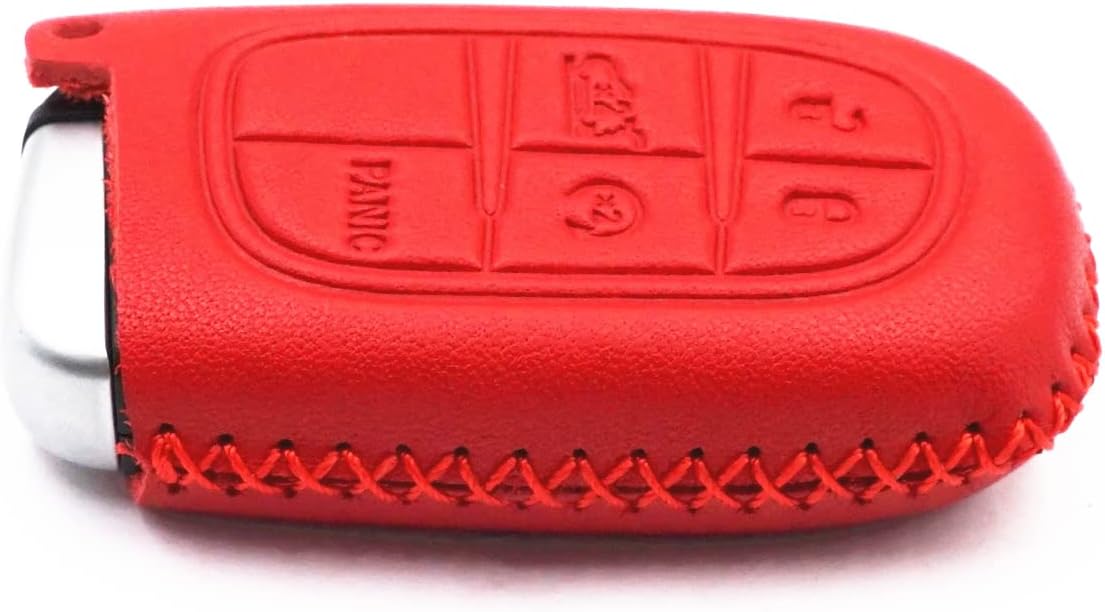 Funda de cuero con 5 botones para Dodge Journey Durango Challenger Charger Jeep Grand Cherokee Chrysler 300 (rojo)