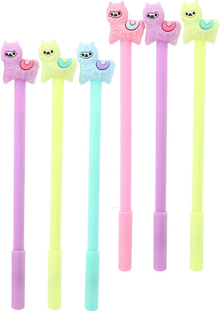 Animal Llama Oveja Alpaca Bolígrafos de Gel Set Moda Lindo Colorido Kawaii Encantador Gel Bolígrafo Oficina Escuela Papelería Bolígrafo (6 unidades)