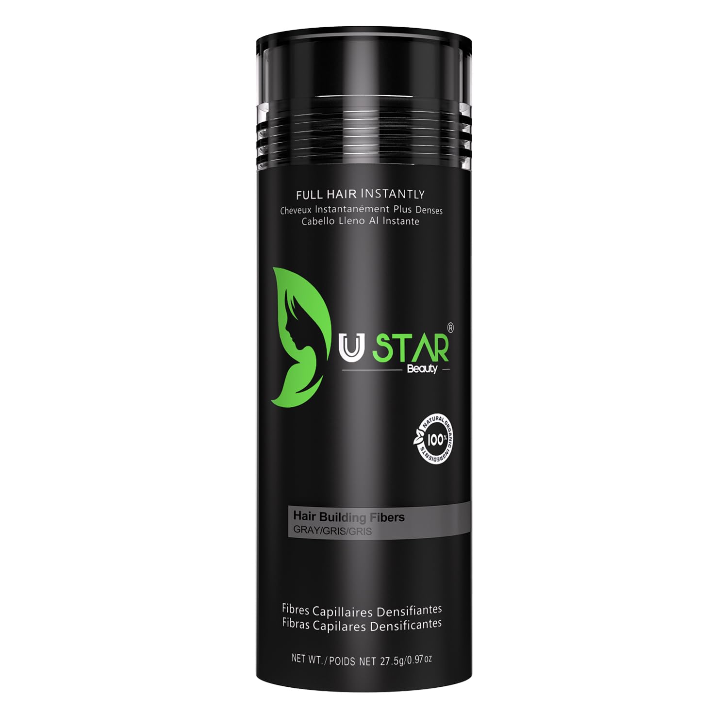 Fibras de construcción del cabello para adelgazar el cabello, 0.97 oz, color gris, oculta la pérdida de cabello al instante, aspecto más grueso y